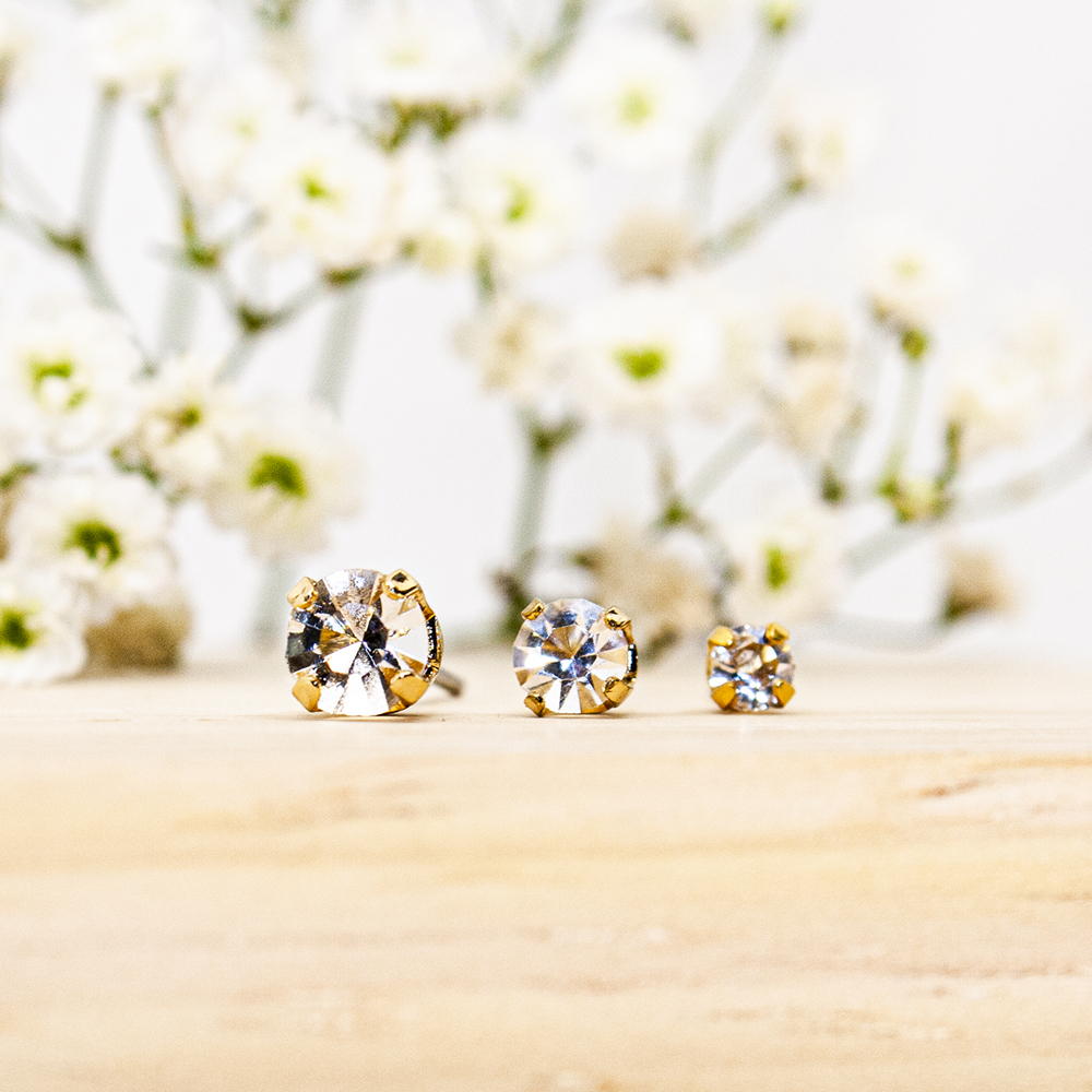 Multipack of 3 Smaller Gold Stud Earrings - Multipack of 3 small gold crystal stud earrings Pack F 5