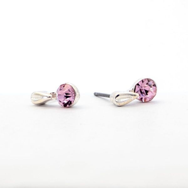 Pink Crystal Rivoli Stud Earrings - Pink Crystal Rivoli Stud Earrings ES62 2 1