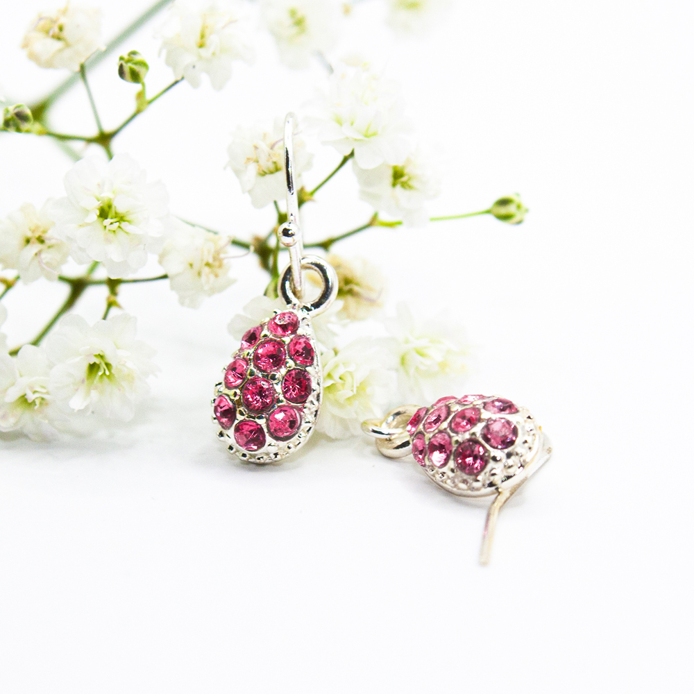 Multifaceted Crystal Drop Earrings - 4 Colour Options - Pink Multifaceted Crystal Drop Earrings ES44 2