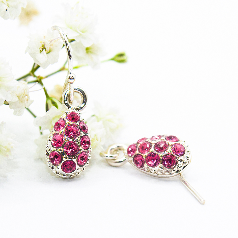 Multifaceted Crystal Drop Earrings - 4 Colour Options - Pink Multifaceted Crystal Drop Earrings ES44