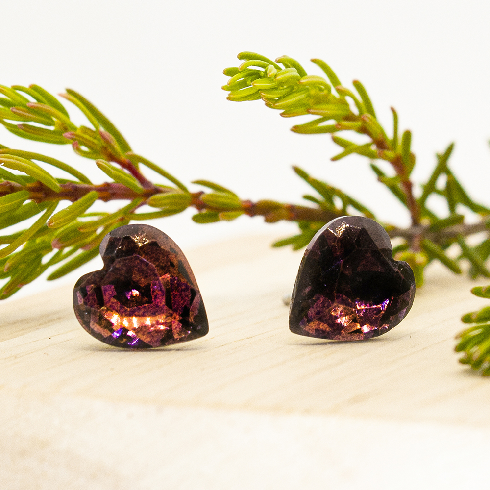 Red / Purple Heart Earrings - Purple Heart Earrings 1 ES15