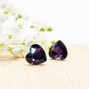 Amethyst Heart Stud Earrings