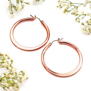 40mm Rose Gold / Silver Hoop Earrings