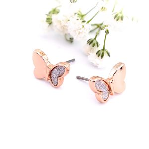 Rose Gold Diamante Butterfly Stud Earrings