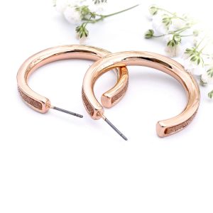 Rose Gold Diamante Hoop Earrings