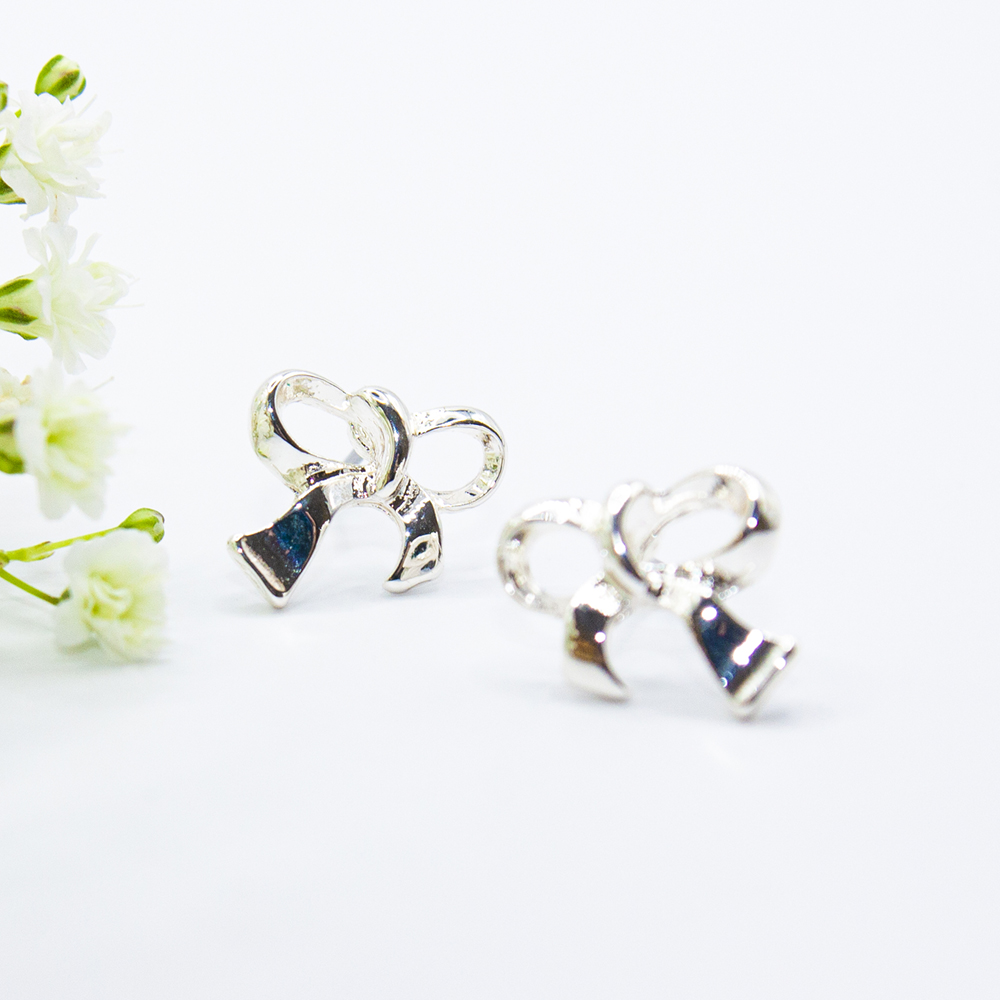 Silver Bow Earrings - Silver Bow Earrings ES69 6