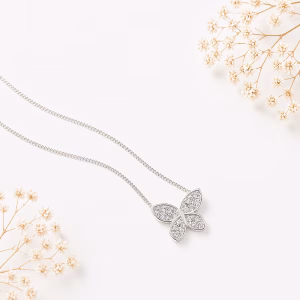 Silver CZ Butterfly Necklace