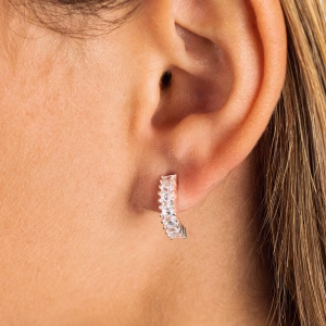 Silver Cubic Zirconia Half Hoops