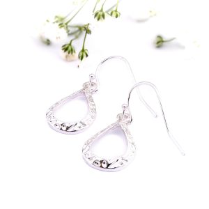 Silver Drop Oval Shape Earrings