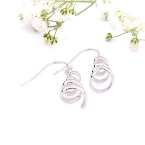 Silver Drop Spiral Earrings
