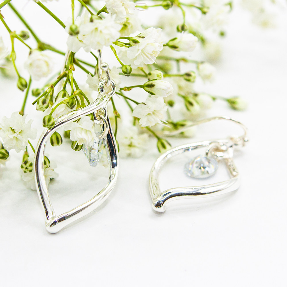 Silver Swirl Drop with Heart Insert - Image 3