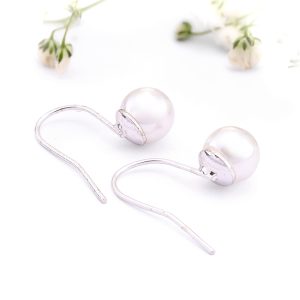 Pearl and Gold / Silver Fish Hook Drop Earrings