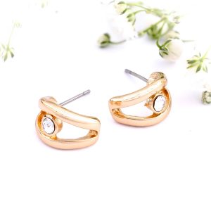 Gold / Silver Half Hoop Crystal Earrings