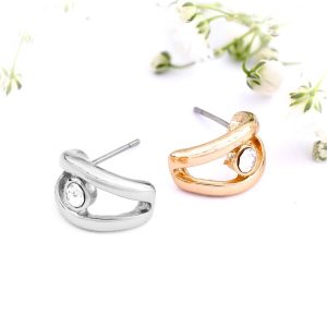 Gold / Silver Half Hoop Crystal Earrings