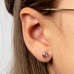 Silver Swirl Earrings with Clear / Amethyst Crystal