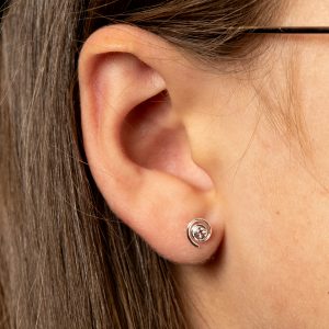 Silver Swirl Earrings with Clear Crystal