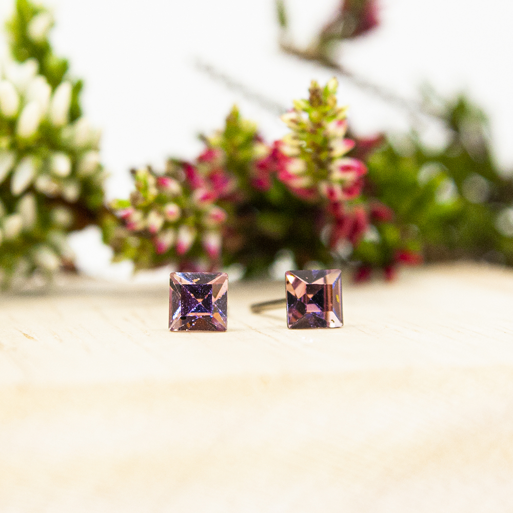 Square Purple Stud Earrings - Square Purple Stud Earrings GT54 1