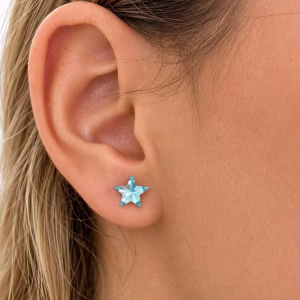 Turquoise Crystal Star Stud Earrings
