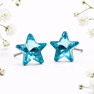 Turquoise Crystal Star Stud Earrings
