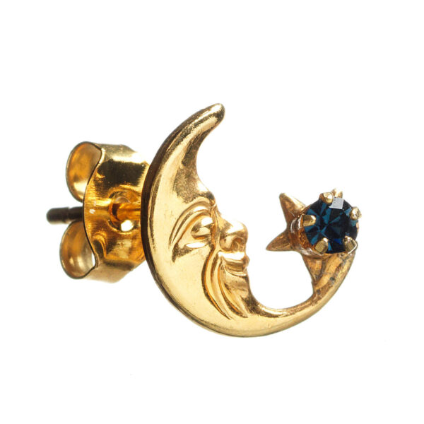 Gold moon with blue stone