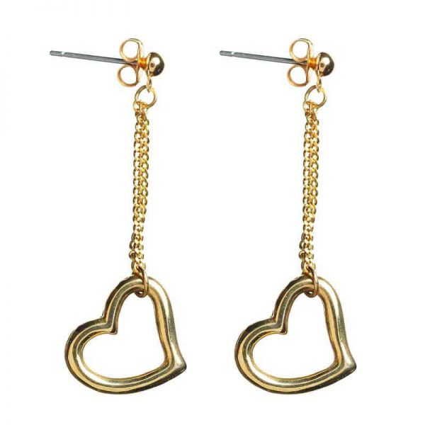 Gold Heart Drop Earrings - es 323 A