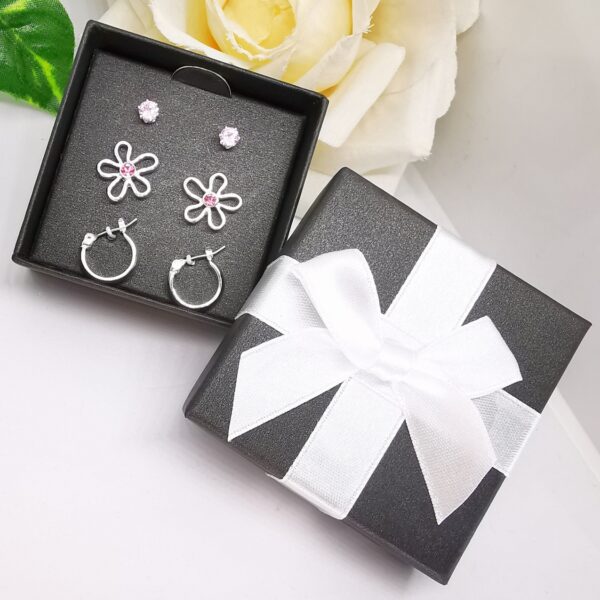 Silver Boxed Earring Trio