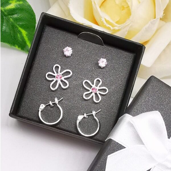 Silver Boxed Earring Trio