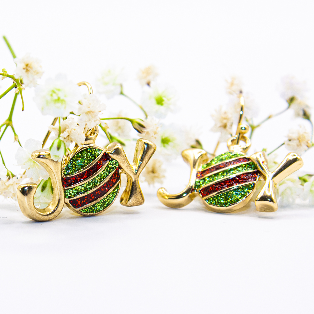 Gold Joy Christmas Earrings - Joy Christmas Drop earrings ES202 2