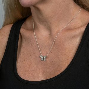 Silver CZ Butterfly Necklace