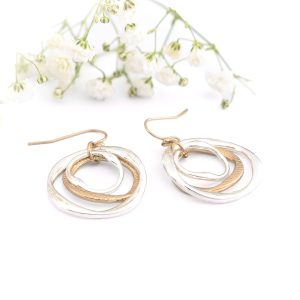 2 Tone Circular Drop Earrings