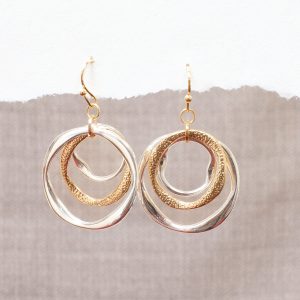 2 Tone Circular Drop Earrings