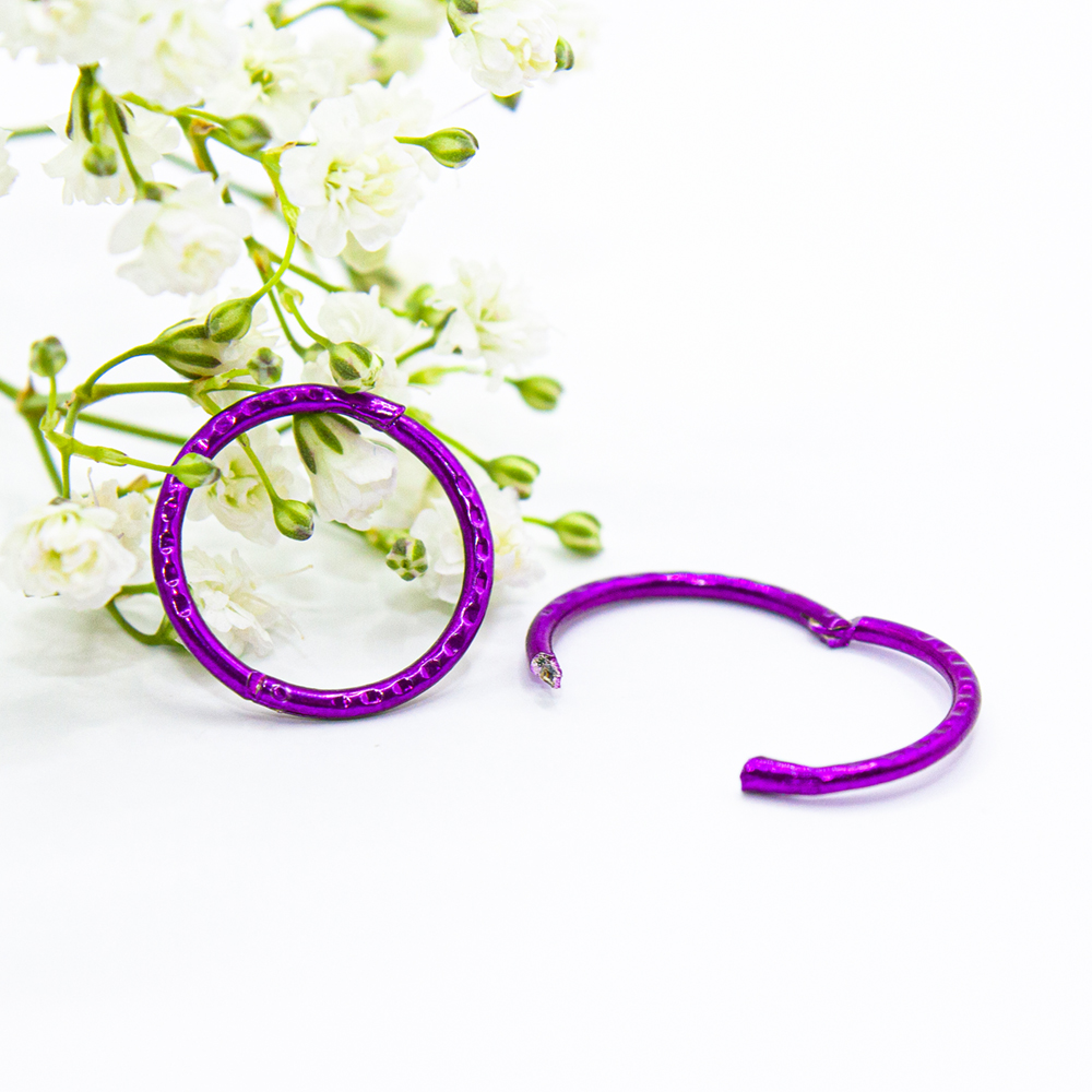 Purple Hinged Hoop Earrings - Purple Hinged Hoop ES337 3