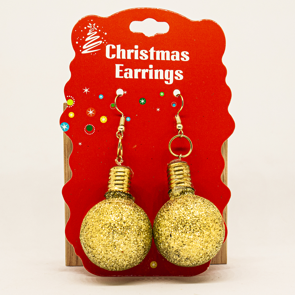 Novelty Gold Christmas Bauble Earrings - Novelty Gold Christmas Bauble Earrings ES216 2