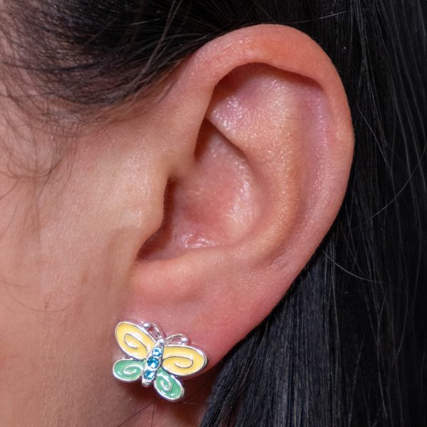 Yellow Butterfly Stud Earrings - DSCF1993