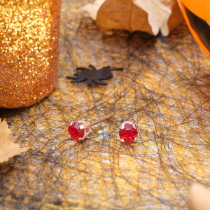 Blood Red Crystal Stud Earrings