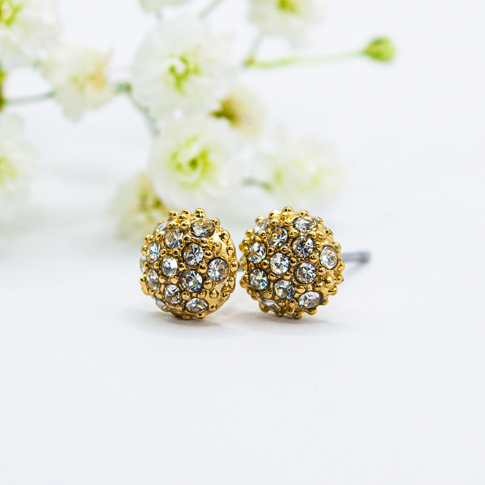 Gold / Silver Multifaceted Stud Earrings - Gold Multifaceted Stud Earrings ES116 2