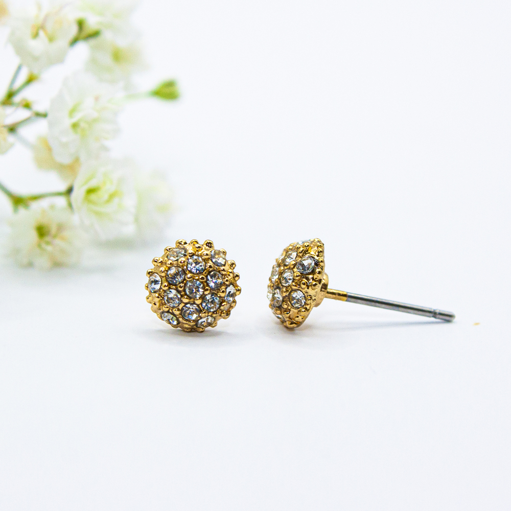 Gold / Silver Multifaceted Stud Earrings - Gold Multifaceted Stud Earrings ES116 3