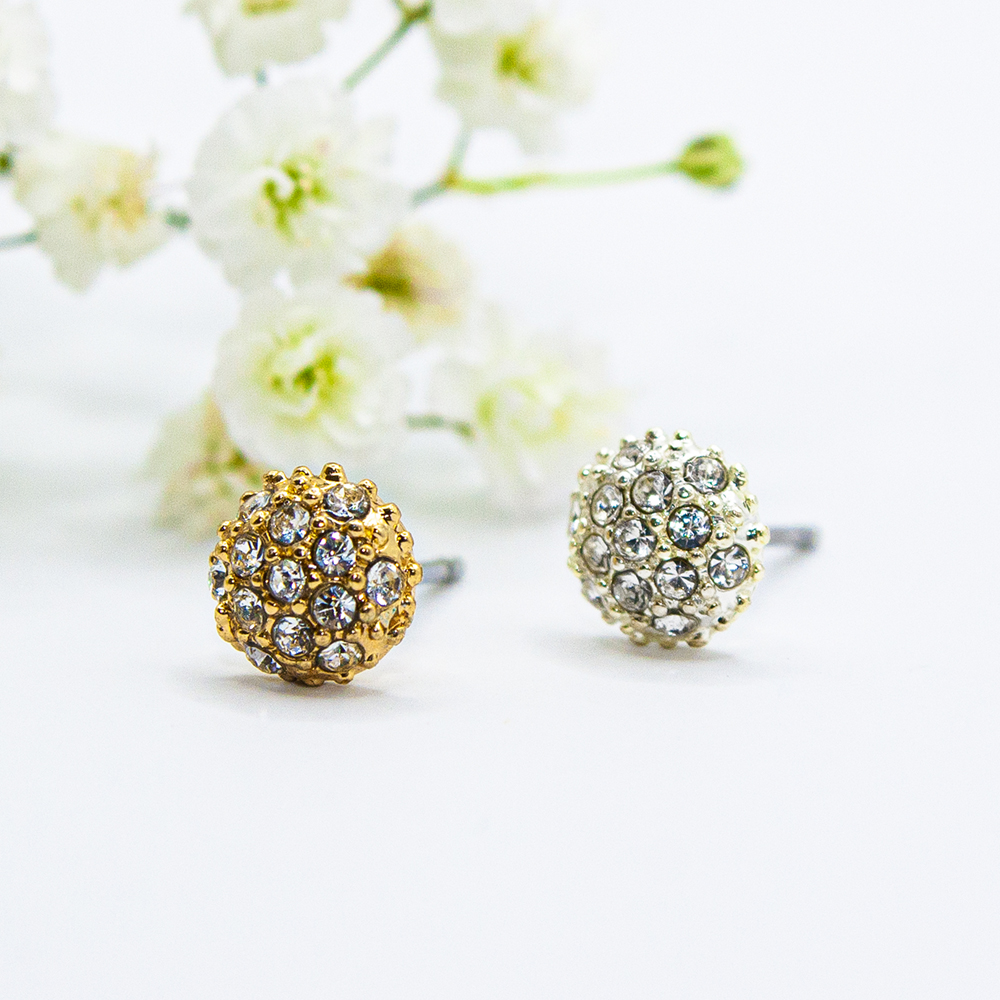 Gold / Silver Multifaceted Stud Earrings - Gold Silver Multifaceted Stud Earrings 2