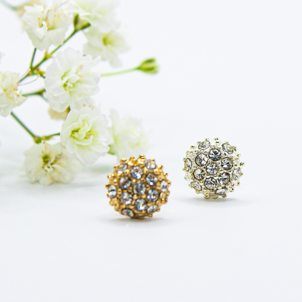 Gold / Silver Multifaceted Stud Earrings - Gold Silver Multifaceted Stud Earrings