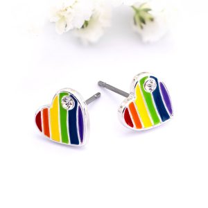 Rainbow Heart Stud Earrings