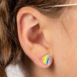 Rainbow Heart Stud Earrings