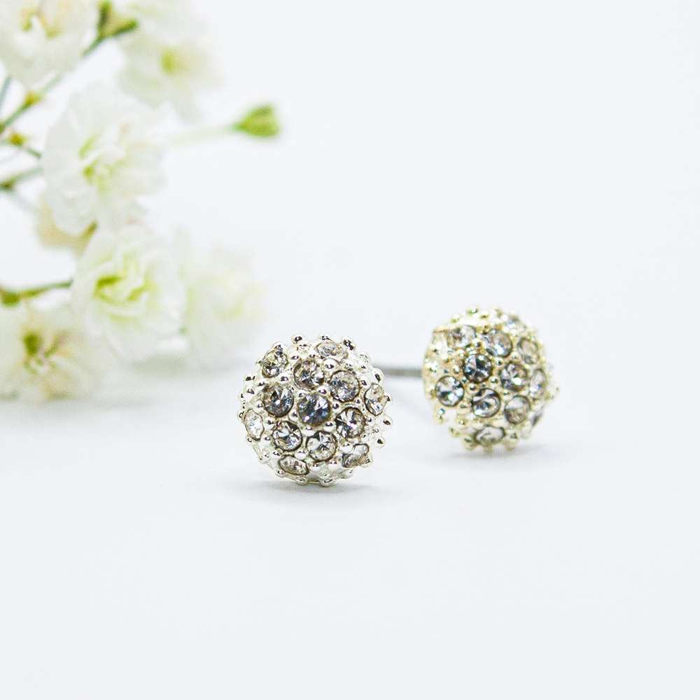 Gold / Silver Multifaceted Stud Earrings - Silver Multifaceted Stud Earrings ES39