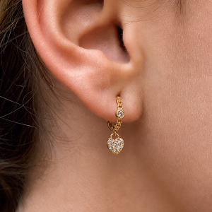 Gold Hoop with Heart