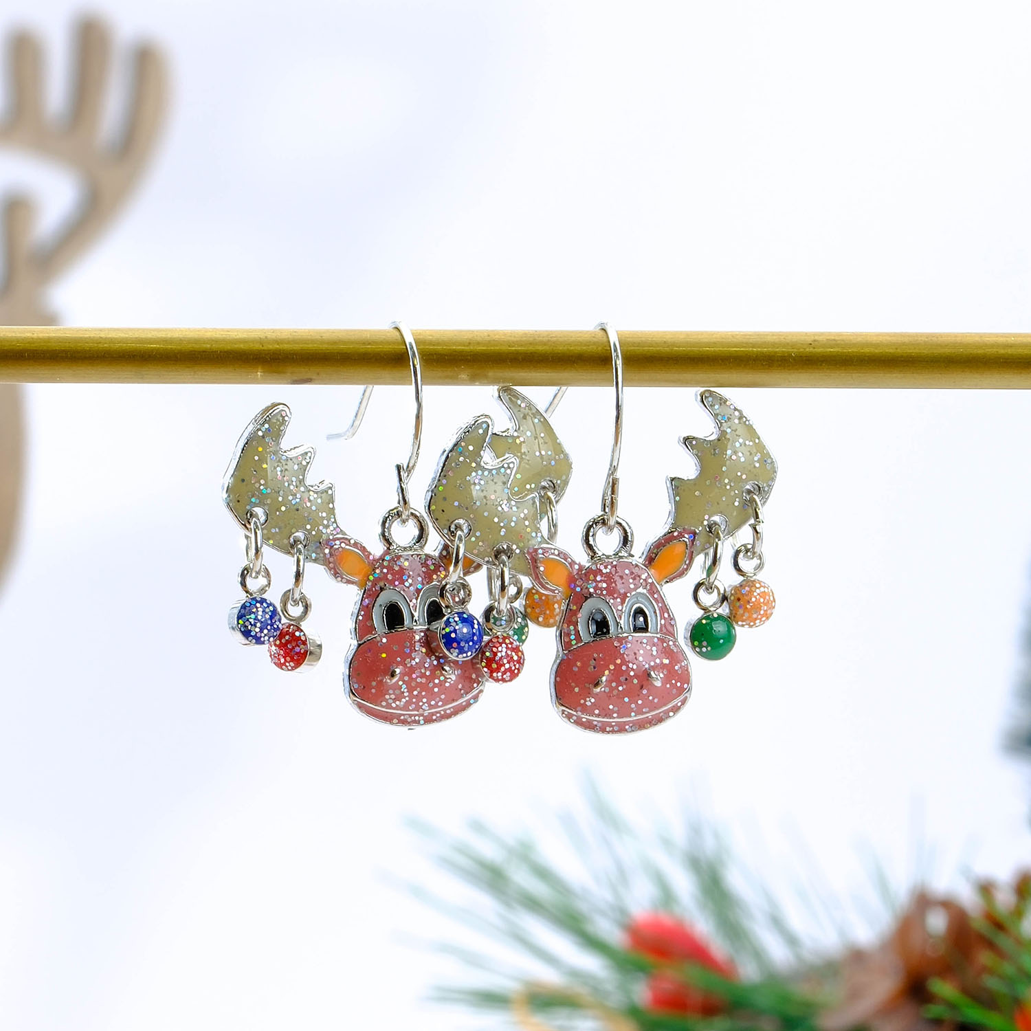 Christmas earrings. Reindeer.