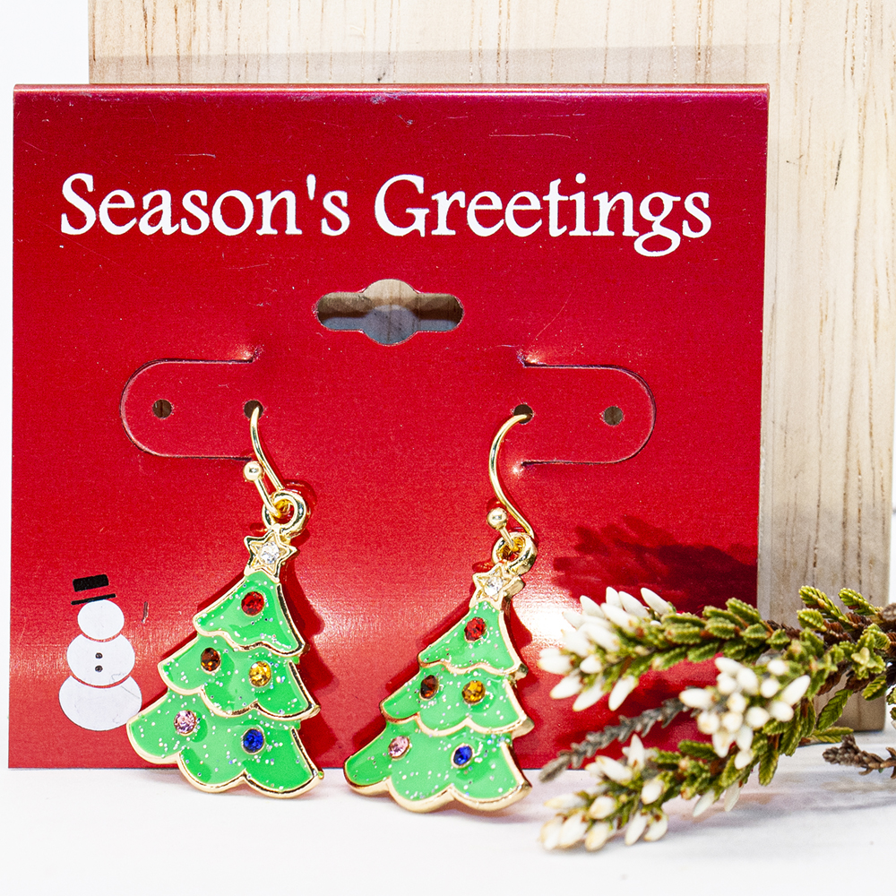 Glitter Christmas Tree Earrings - Glitter Christmas Tree Earrings ES210