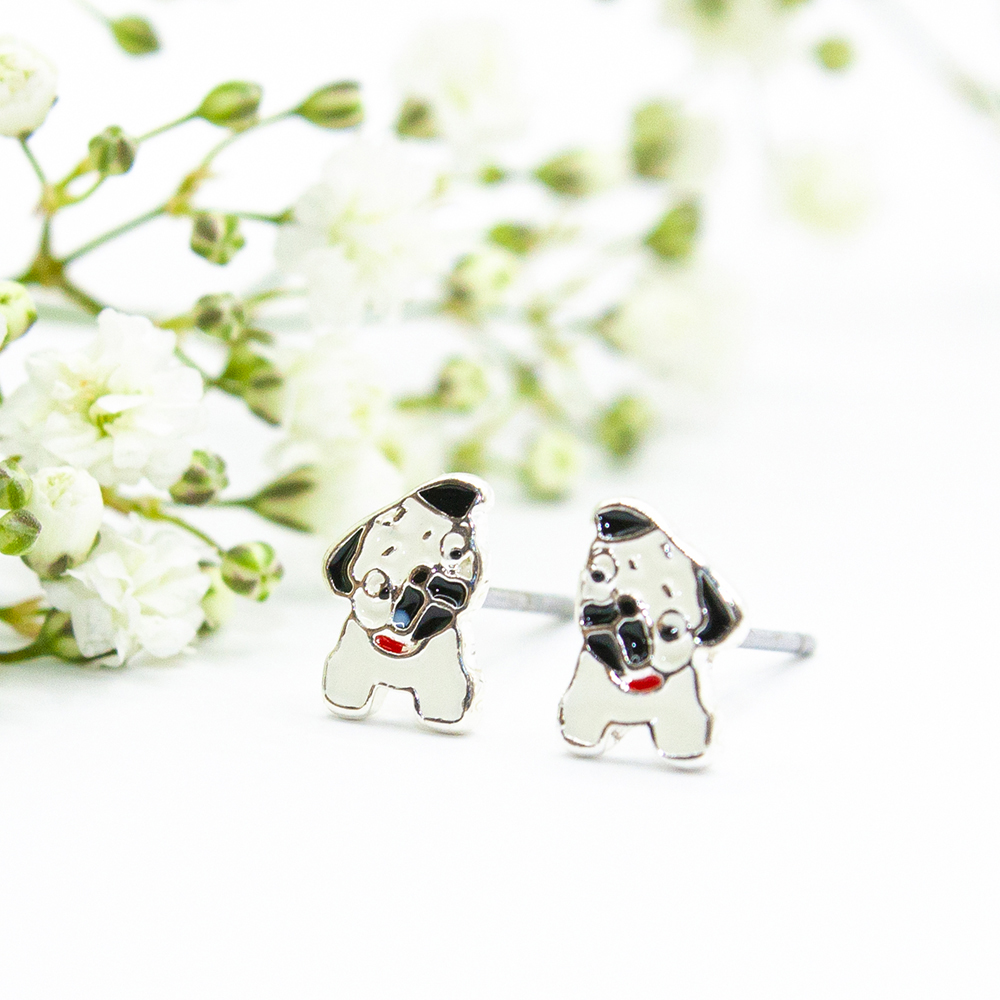 Enamel Pug Stud Earrings - Enamel Pug Dog Stud Earrings 1