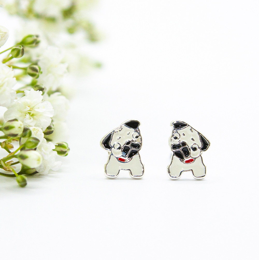 Enamel Pug Stud Earrings - Enamel Pug Dog Stud Earrings 3