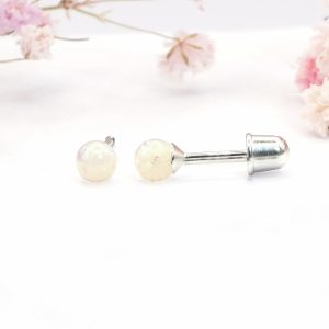 4mm AB Pearl Screw On Earrings