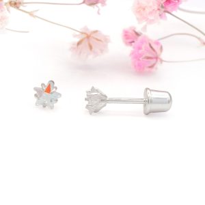Silver 4mm AB Star Screw On Earrings