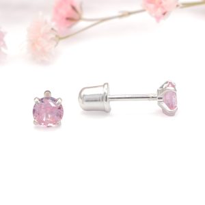 Light Rose 4mm Crystal Screw On Earrings
